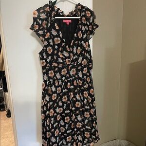 Betsey Johnson Black Floral Dress